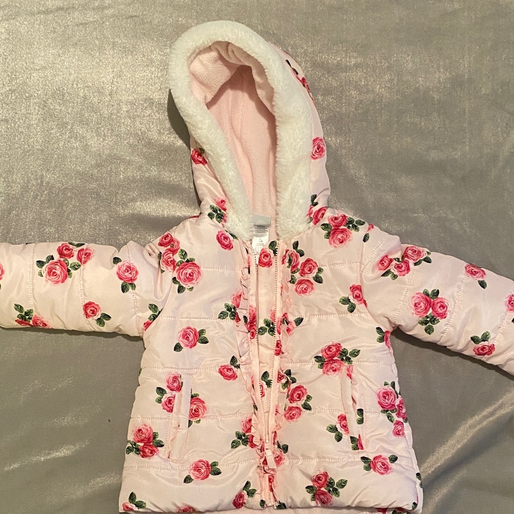 Little Me Pink Floral Puffer Jacket